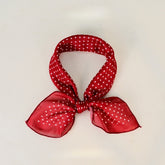 Polka Dot Faux Linen Square Hair Neck Sun Scarf