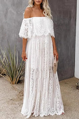 Strapless Cutout Off Shoulder Maxi Boho Dress