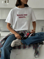 Letter Love Me More Printed T-Shirt