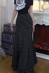 High Waist Polka Dot Bodycon Maxi Skirt