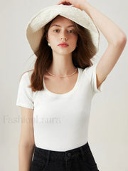 U-Neck Slim Thin Knitted T-Shirt