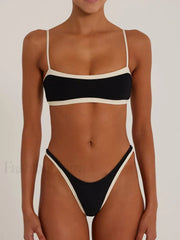 High Cut Solid Color Bikini Set