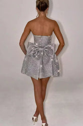 Strapless High Waist A-Line Mini Dress