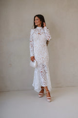 Queen Lace Midi Dress- White