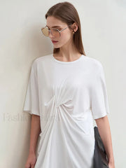 Pleated Mid Length T-Shirt