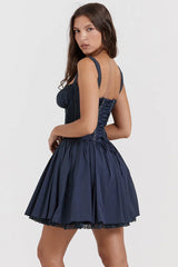 Spaghetti Strap Lace Trim Ballet A Line Sleeveless Mini Dress