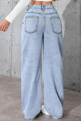 High Waist Straight Leg Wide Leg Jeans