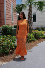 Sophia Crochet Maxi Dress-Orange