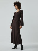 Caramel Flare Long Trendy Sleeve Knit Long Dress