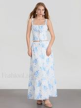 Floral A-Line Long Skirt Two Piece Set