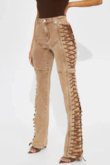 Drawstring Lace Up Denim Jeans