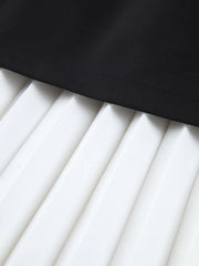 Two Tone Graceful Pleated Long Skirt