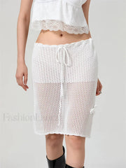 Crochet Flower Knitted Midi Skirt