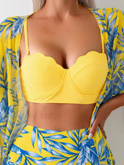 Floral Print Three Pieces Cover Up