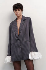 Vintage Striped Patchwork Blazer