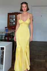 Backless Waist Slim Lotus French Temperament Suspender Maxi Dress