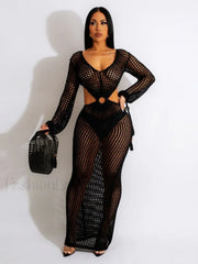 Sheer Long Sleeve Tunic Cover Up