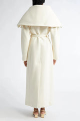 Wide Lapel Long Wool Blend Overcoat