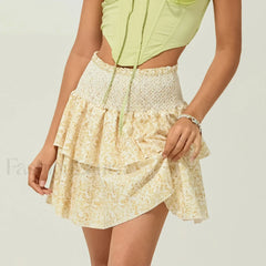 Vintage Shirred Floral Cake Skirt