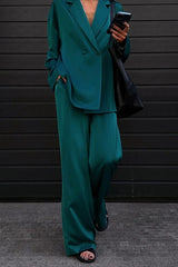 Satin Flowy Office Two Piece Pants Set