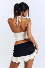 Lace Trim Bodycon Mini Skirt