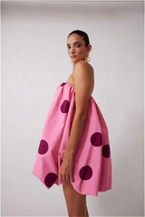 Sexy Polka Dot Strapless Bodycon Mini Dress
