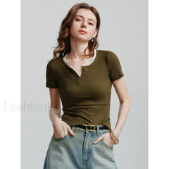 Spring New Basic Cotton Short T-Shirt