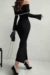 Off Shoulder Long Sleeve Sweater Dress