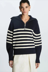 Fashion Wool Blend Open Collar Sweater