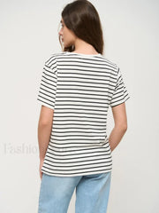 Striped Cotton Knitted Casual T-Shirt