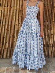 Tie Strap Floral A-Line Maxi Dress