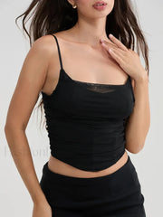 Sheer Lace Bustier Crop Top