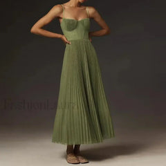 Backless Lace-Up Spaghetti Midi Dress