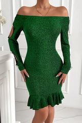 Off-Shoulder Slim Bodycon Sweater Dress