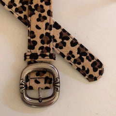 Leopard Print Haircalf Leather Waist Belt