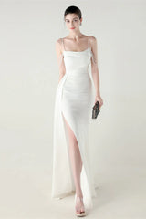 Satin Spaghetti Strap Mermaid Party Dress