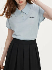 Knitwear Polo Neck Light Blue T-Shirt