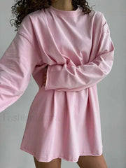 Solid Cotton Long Sleeve Loose T-Shirt
