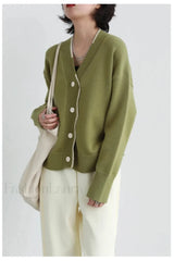 Basic V-neck Loose Knit Cardigan
