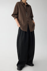 Draped V Neck Textured Blouse