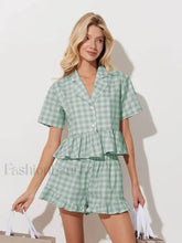 Summer Short Sleeve Pajama Shorts Two Piece Set