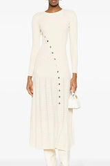 Asymmetrical Button Sweater Dress