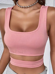 Cut-Out Casual Sleeveless Crop Top