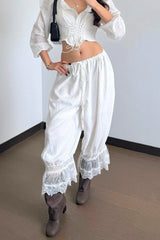 Lace Trim Relaxed Fit Boho Pants