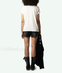 Flocked Crystal Letter T-Shirt