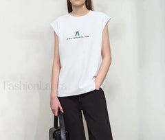 Knitted Letter Embroidered Loose T-Shirt