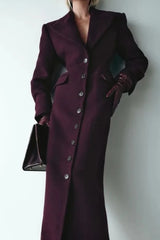 Notched Collar Single Breasted Slim Overcoat