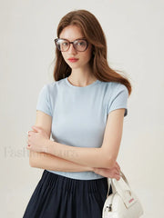 U-Neck Slim Thin Knitted T-Shirt