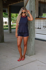 Juda Linen Shorts Set-Navy