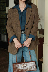 Herringbone Wool Blend Blazer